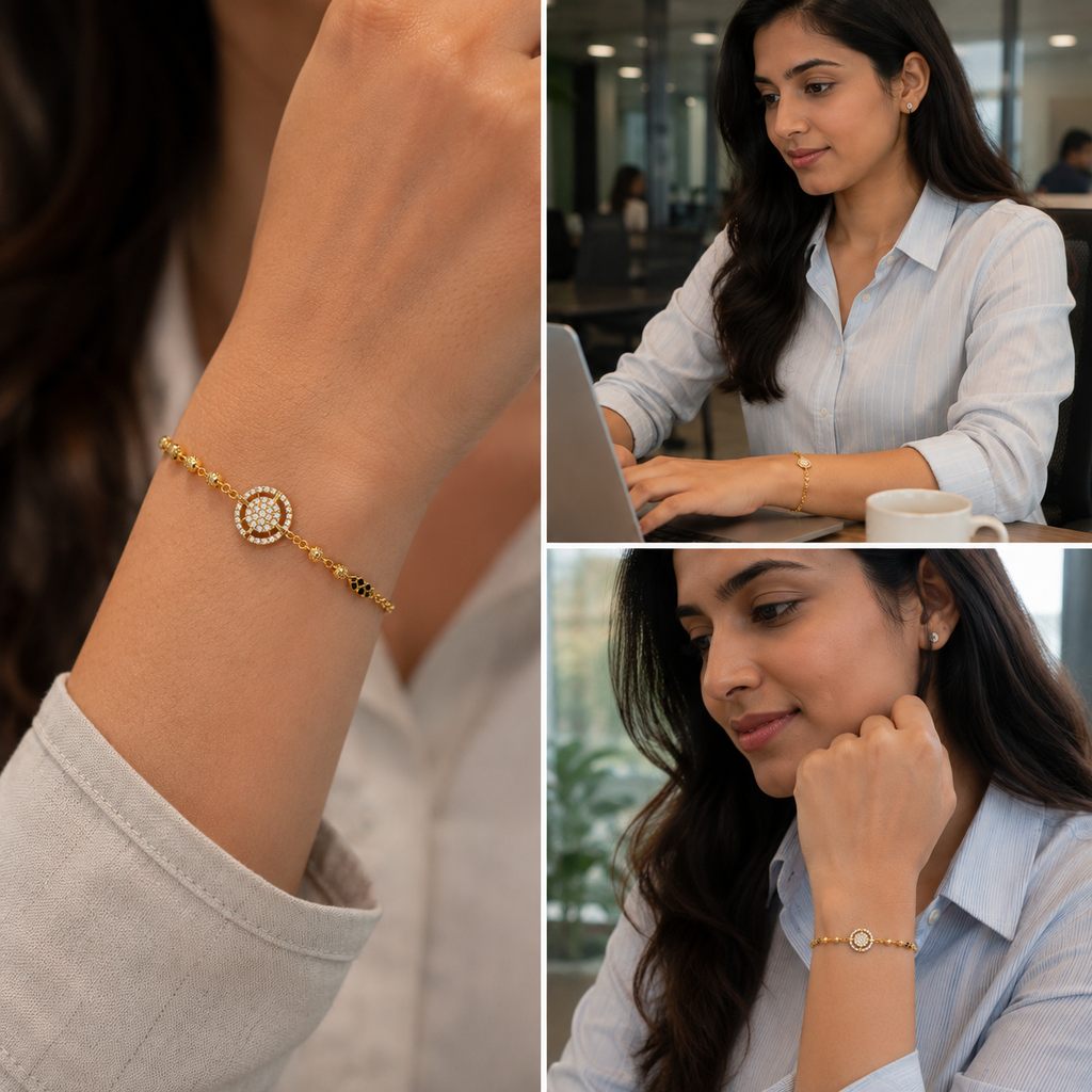 Cute elegant diamond mangalstura bracelet