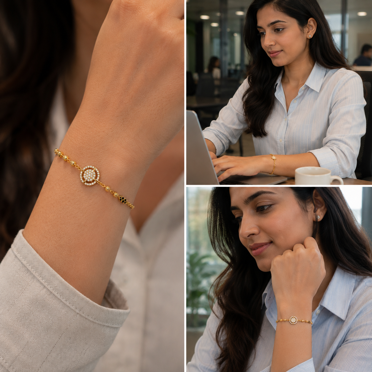 Cute elegant diamond mangalstura bracelet