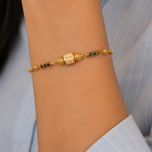 Cute gold plated mangalsutra bracelet