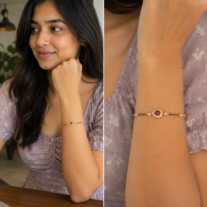 Cute elegant ruby gold mangalsutra bracelet