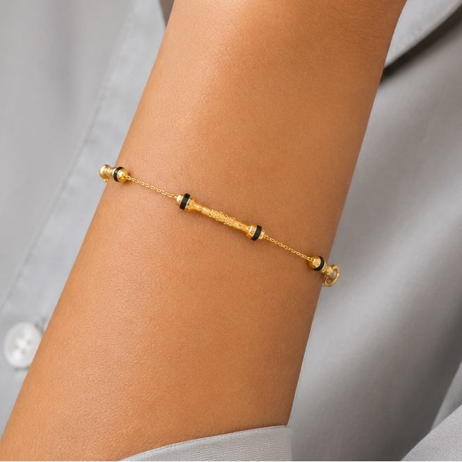 Sleek antique gold mangalsutra bracelet