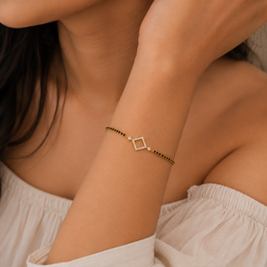 Cute sleek diamond antique gold mangalsutra bracelet