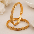 Stunning antique gold ruby traditional bangle set