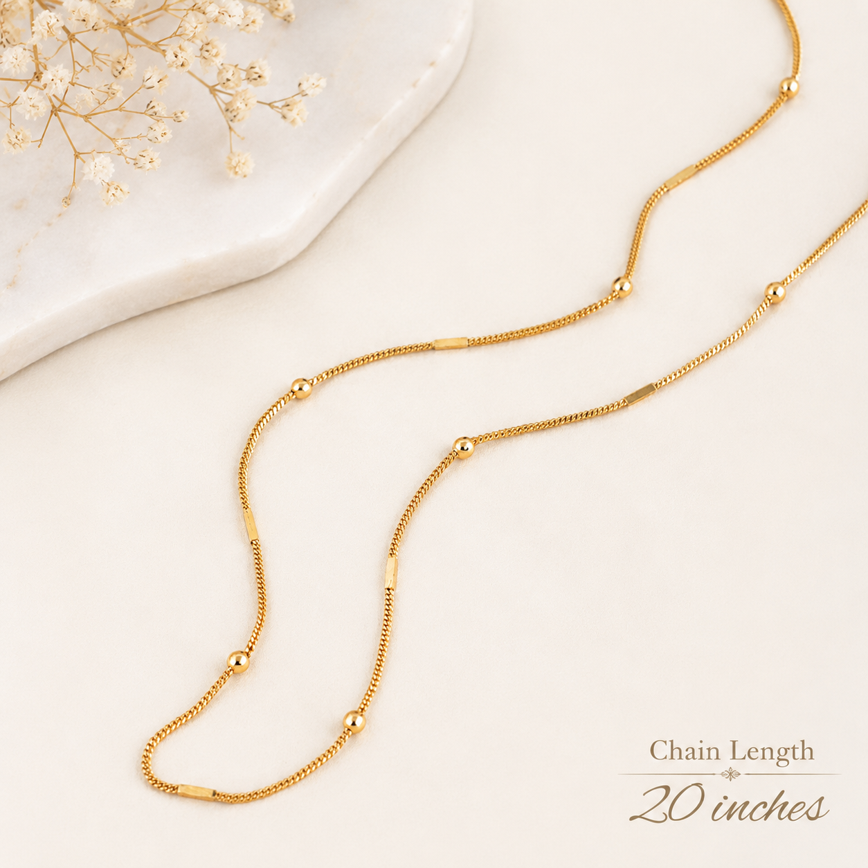 Elegant gold ball plain gold plated chain