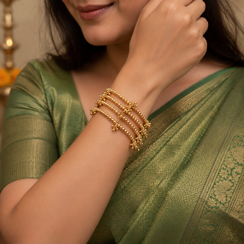 Plain gold kashmiri bangle set (set of 4)