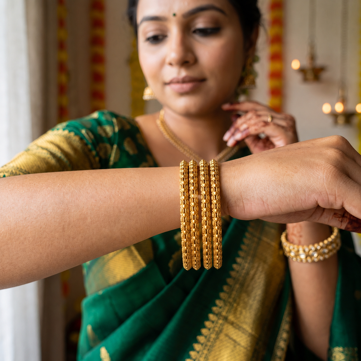 Stunning plain gold bangle set