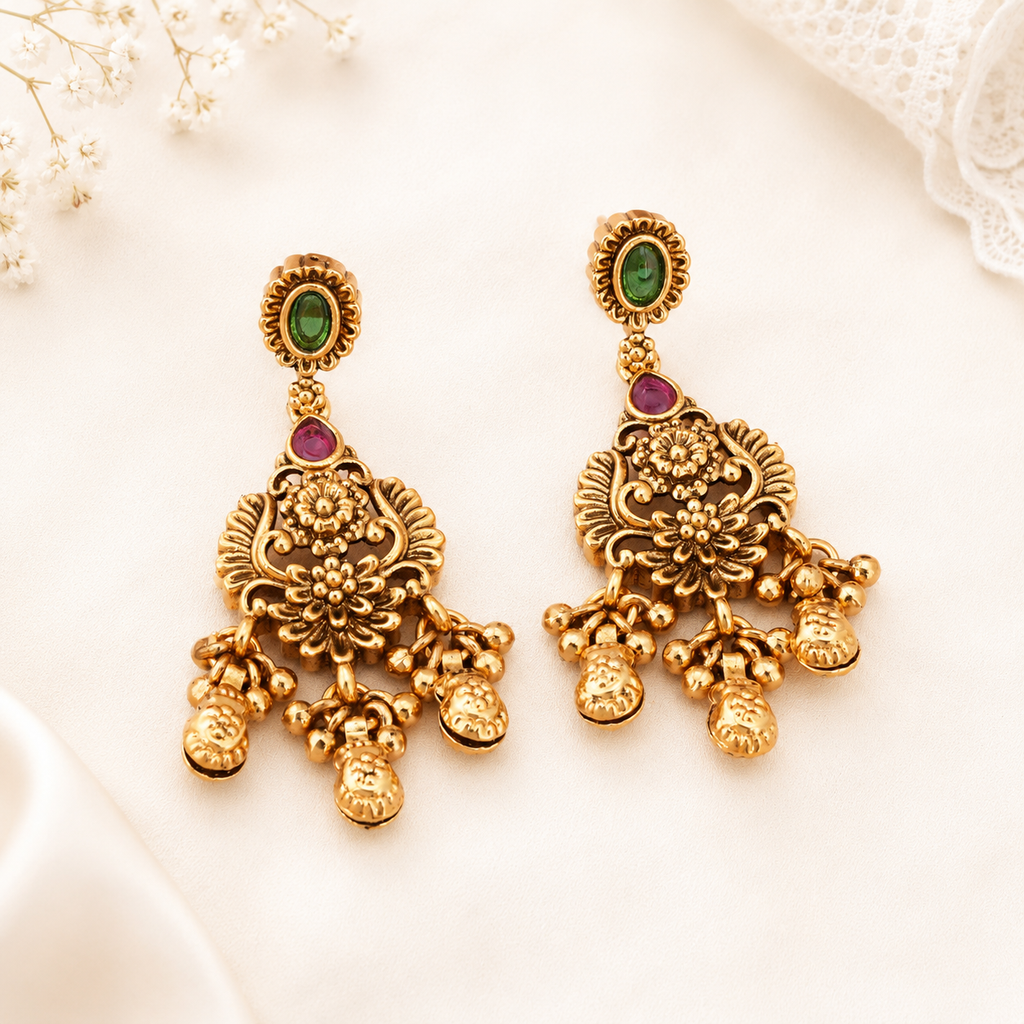 Stunning antique gold ruby floral necklace set