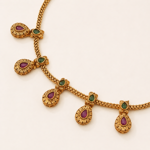 Cute elegant  antique stone gold necklace set