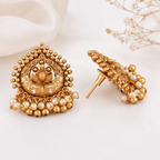 Cute peacock gold pearl drop earring