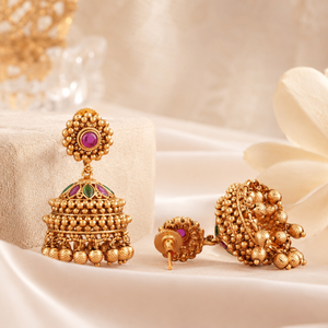 Beautiful antique gold stone jhumka earring