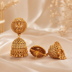 Stunning long antique gold ma lakshmi jhumka earring