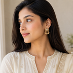 Cute antique gold ball kundan earring
