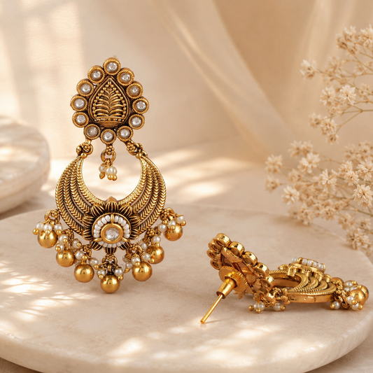 Stunning antique gold ball drop earring