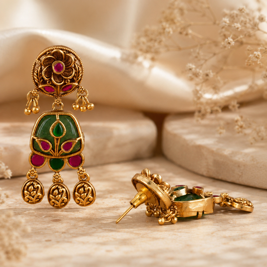 Beautiful elegant multicolor stone earrings