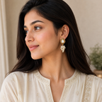 Pearl drop antique gold antique gold kundan earring