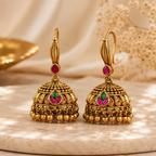 Beautiful antique gold stone jhumka earring