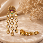Long beautiful kundan antique gold earring