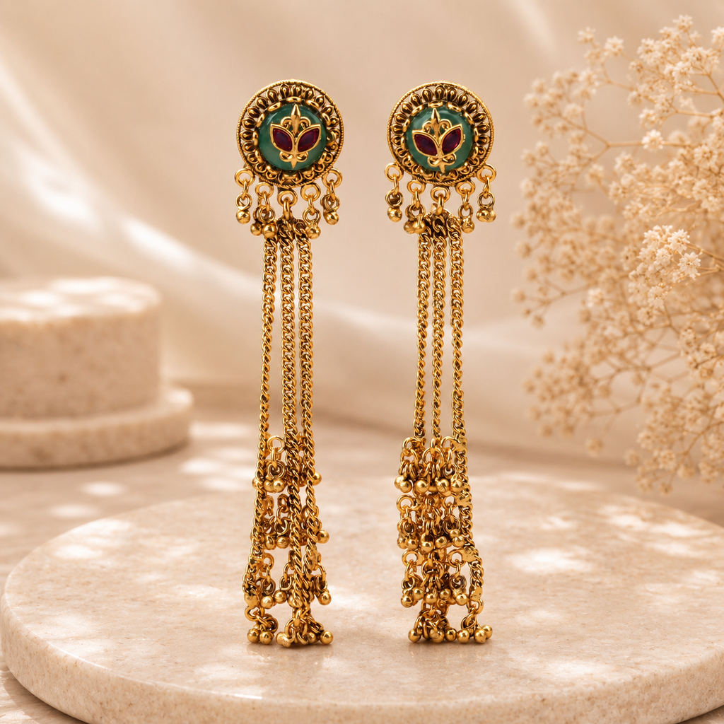 Beautiful aarika antique gold latakan drop earring