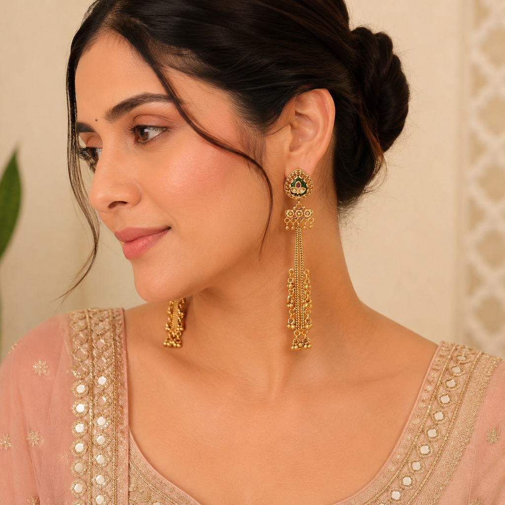 Antique gold sunehri jhalar danglers