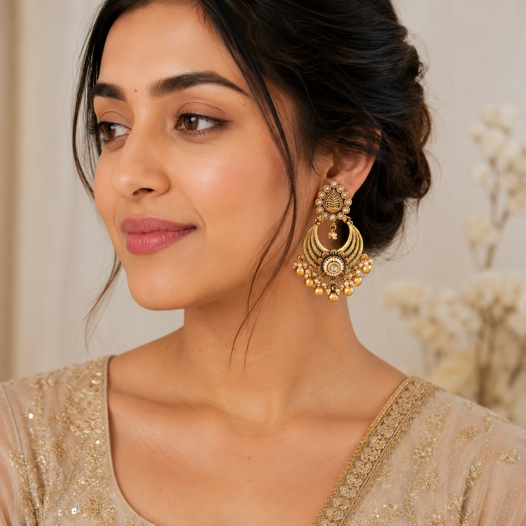 Stunning antique gold ball drop earring