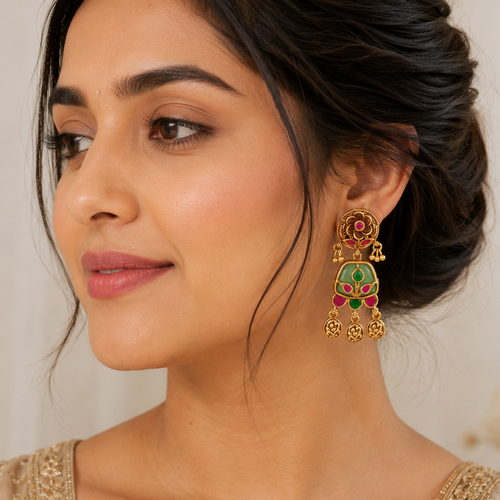 Beautiful elegant multicolor stone earrings