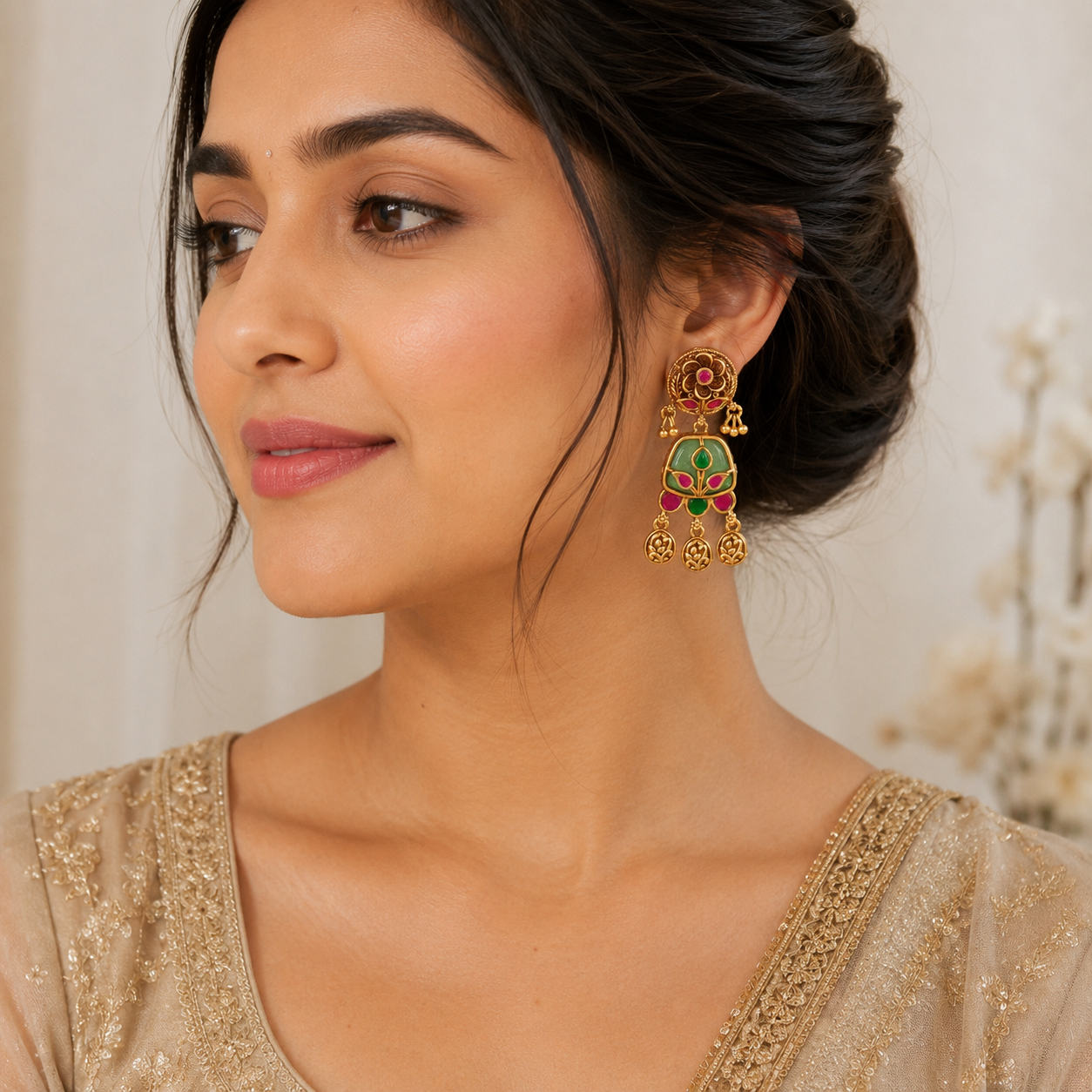 Beautiful elegant multicolor stone earrings