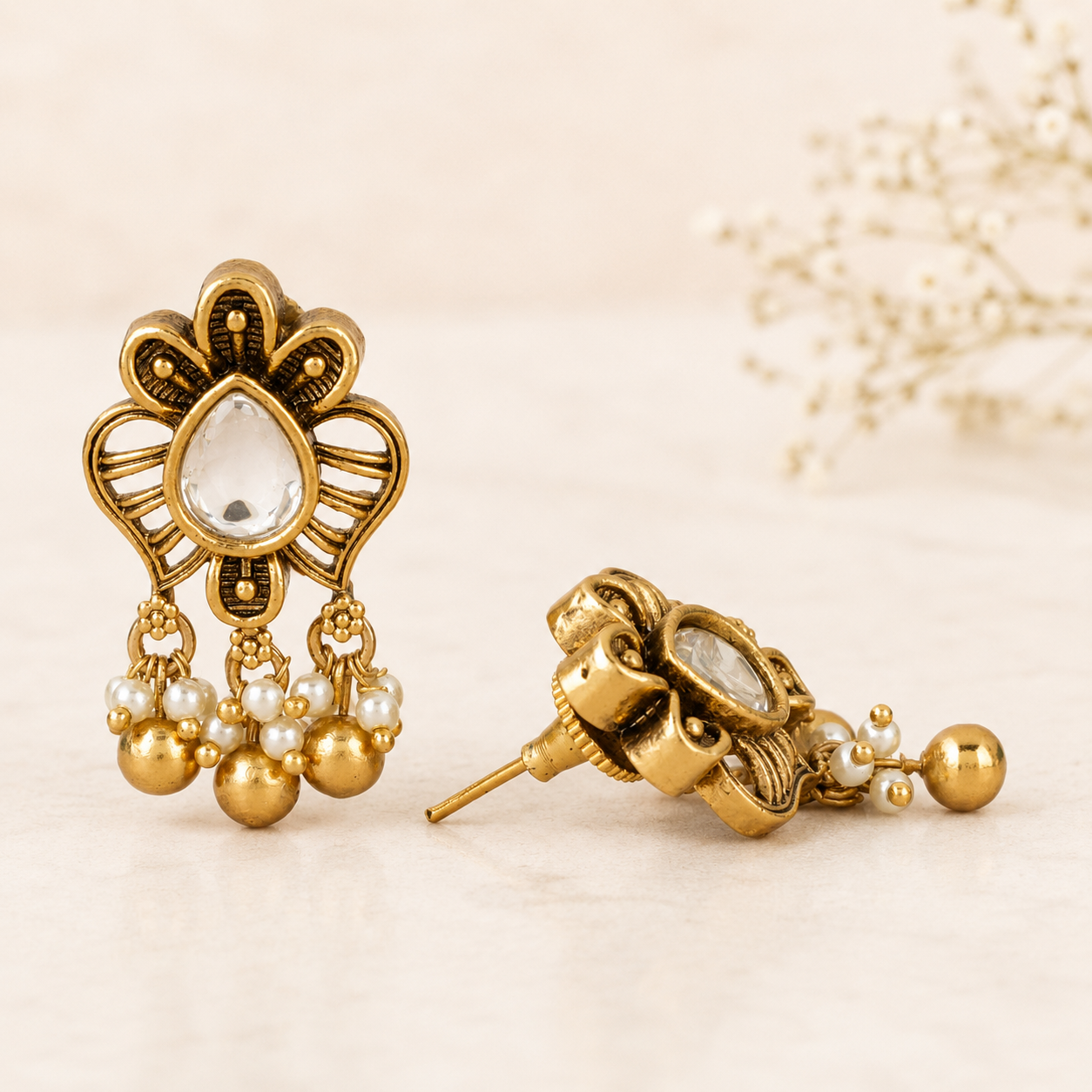 Cute elegant kundan antique earring for women