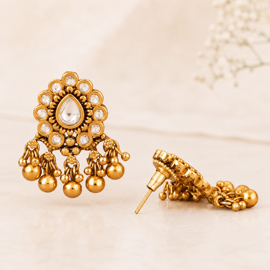 Stunning antique gold kundan gold ball earring