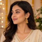 Stunning two layer gold jhumka earring
