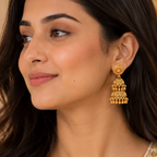 Stunning two layer gold jhumka earring