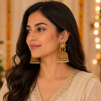 Stunning antique gold kundan pearl drop jhumka earring