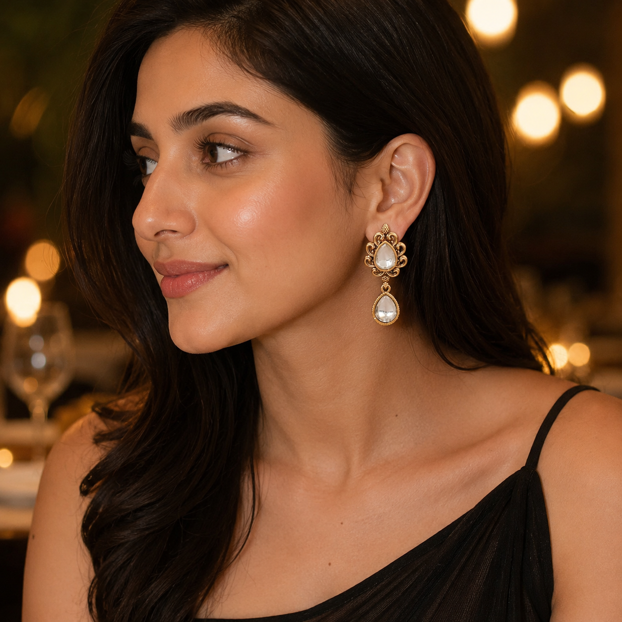 Stunning antique gold kundan earring