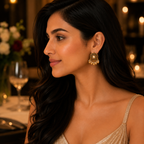 Elegant antique gold kundan pearl drop earring