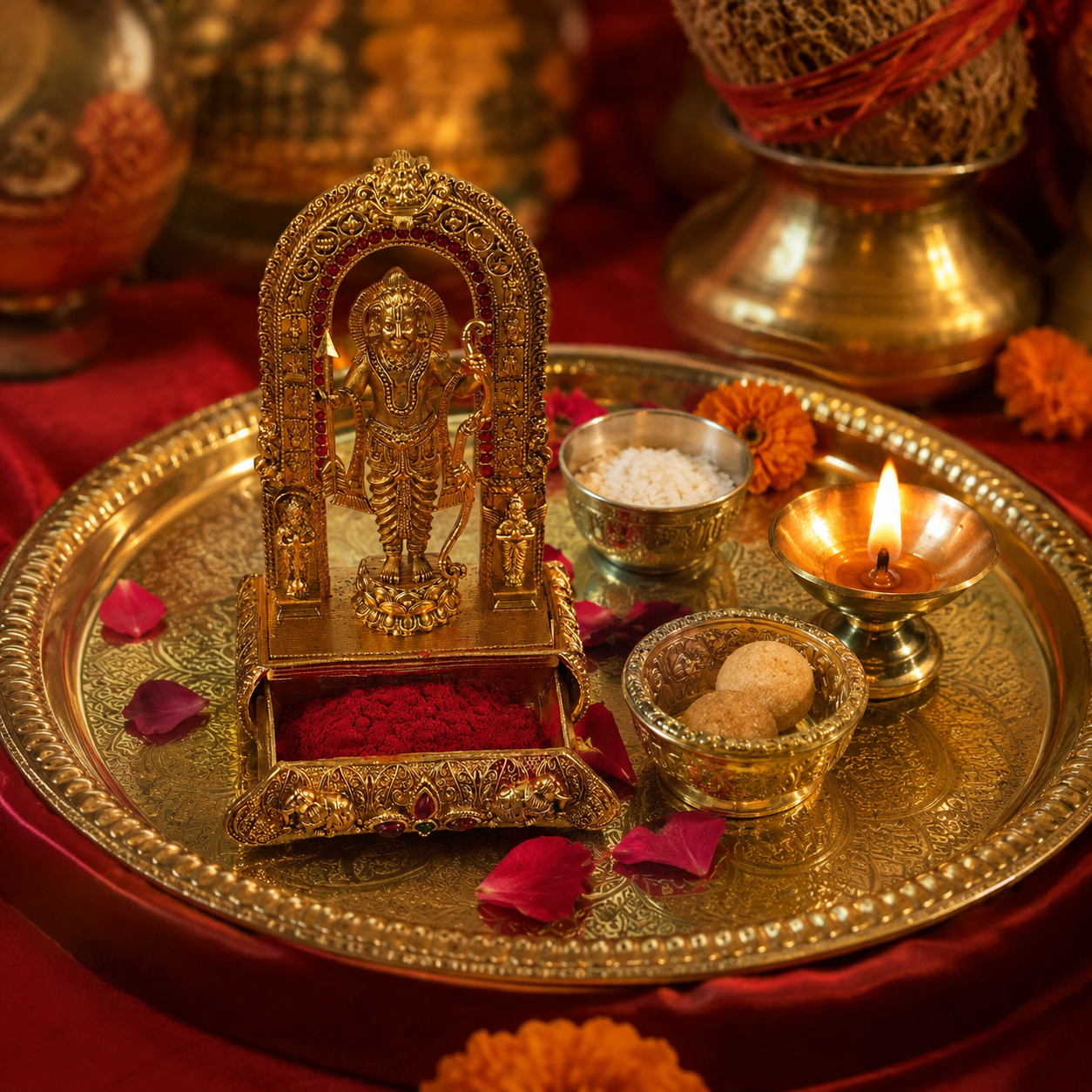 Amazing antique gold lord ram lalla sindoor box I Temple Jewellery