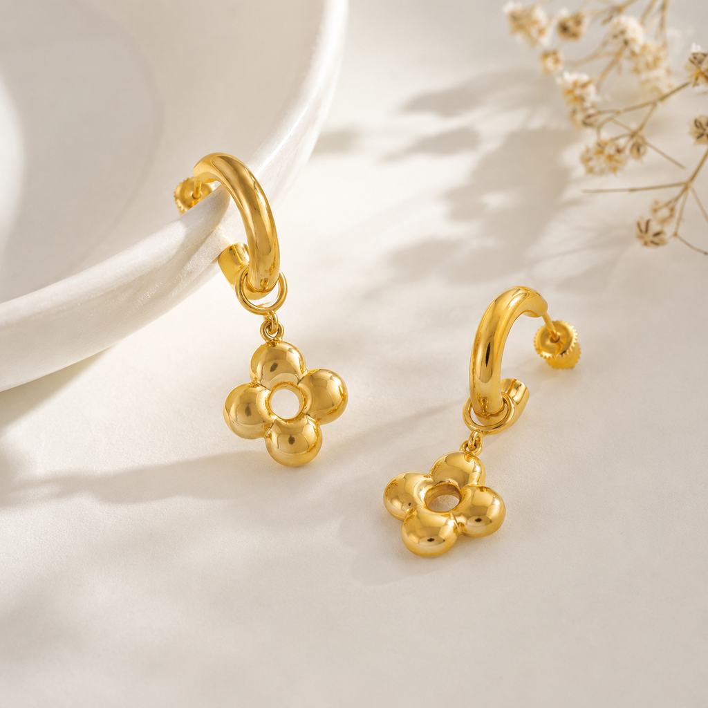 Long gold plated demi fine earring