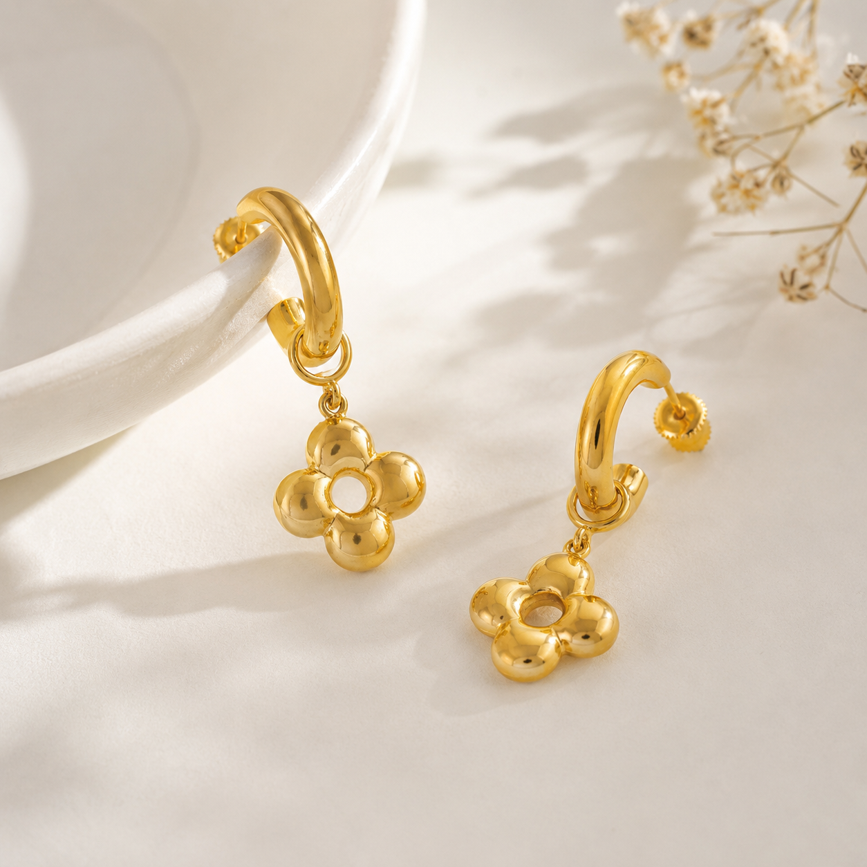 Long gold plated demi fine earring