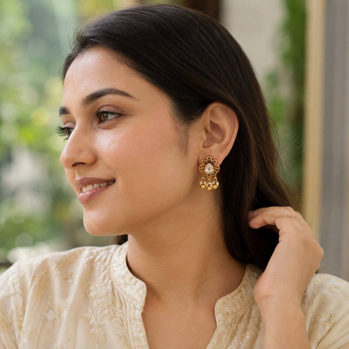 Cute elegant kundan antique earring for women