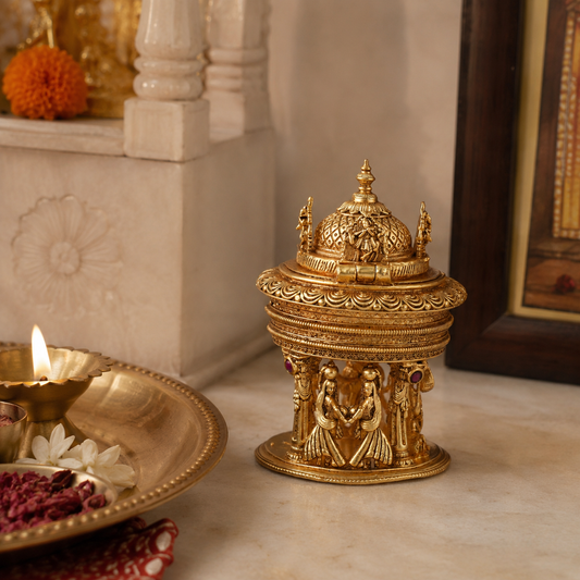 Lord Krishna's life inspiration sindoor box I Temple jewellery