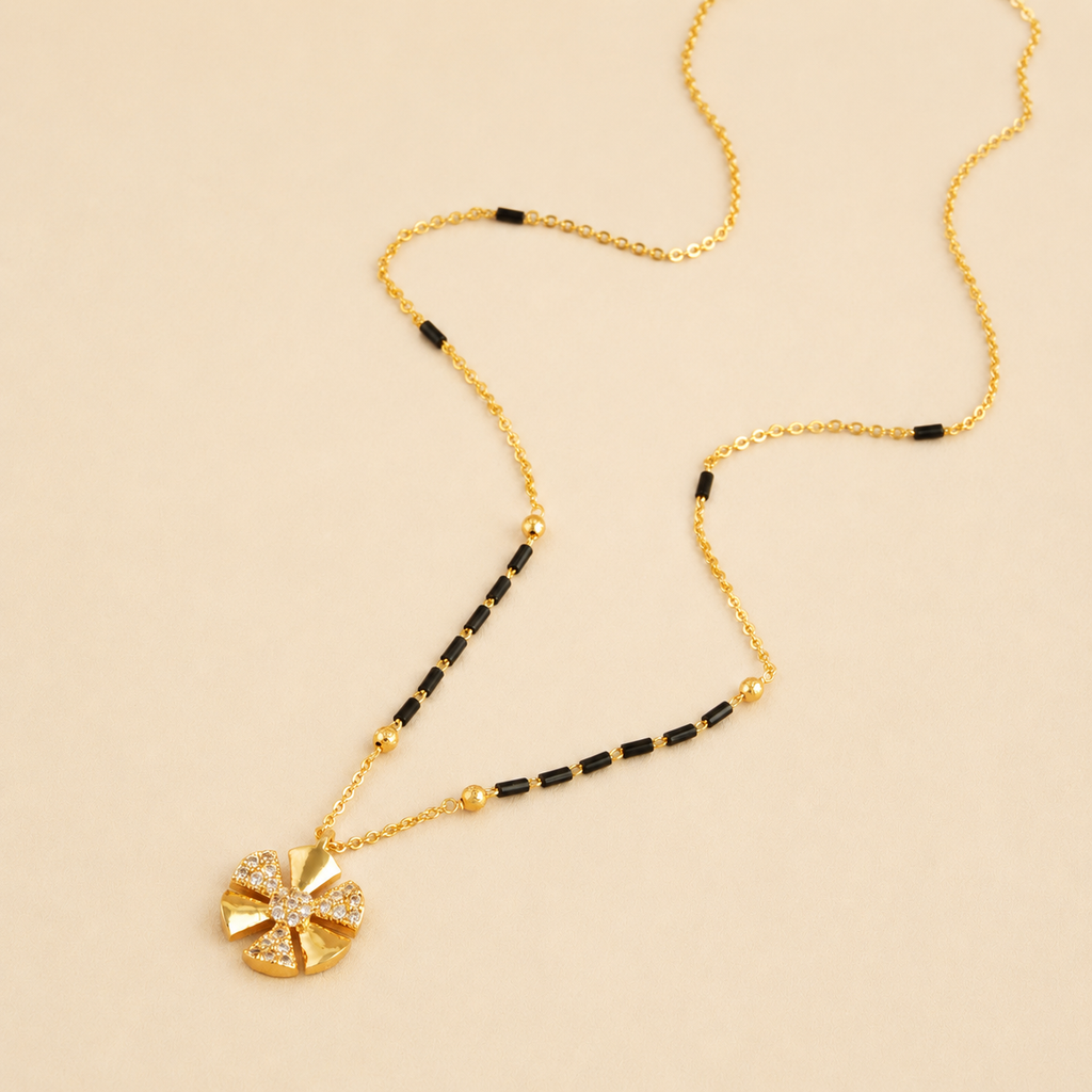 Cute floral gold plated mangalsutra