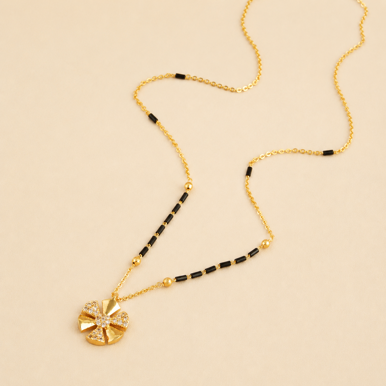 Cute floral gold plated mangalsutra