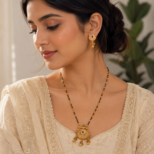 Beautiful antique gold royal chandrika mangalsutra set