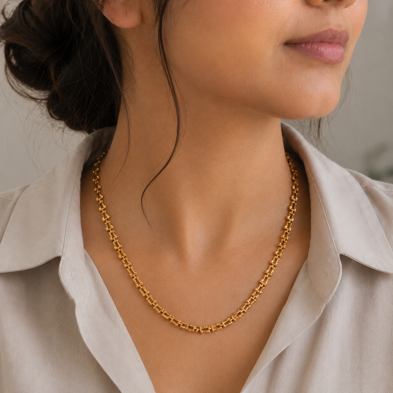 Cute antique gold plated curb chain