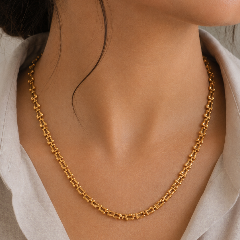 Cute antique gold plated curb chain