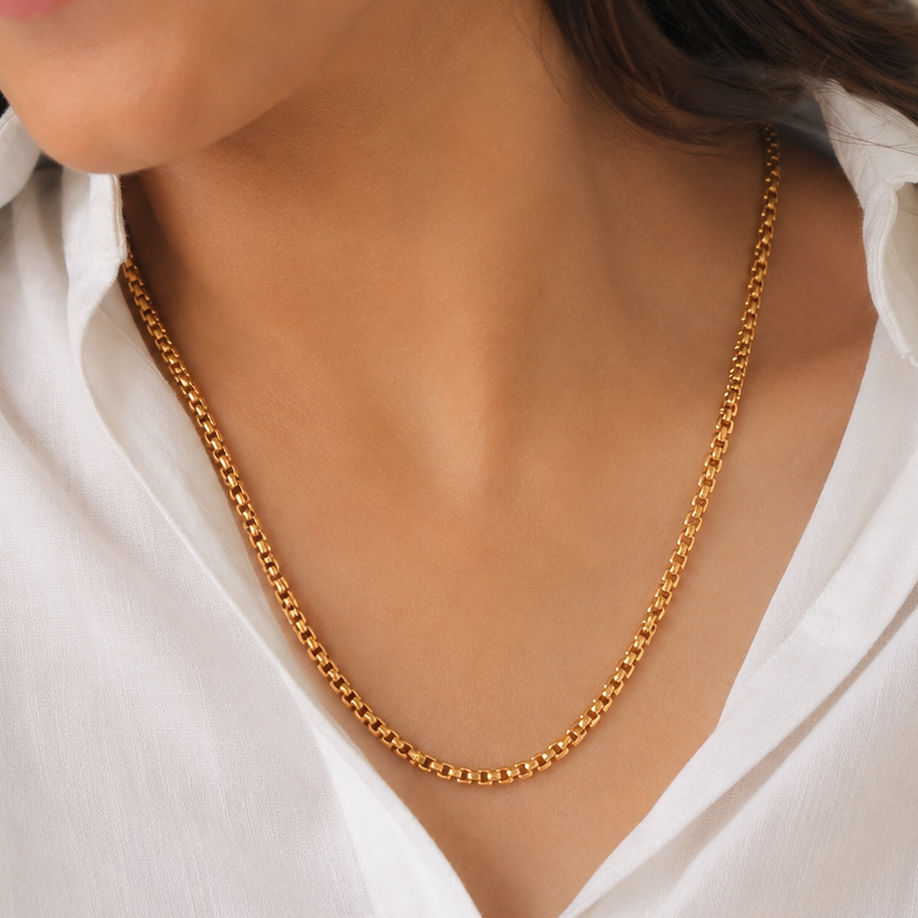 Antique gold plated cable chain