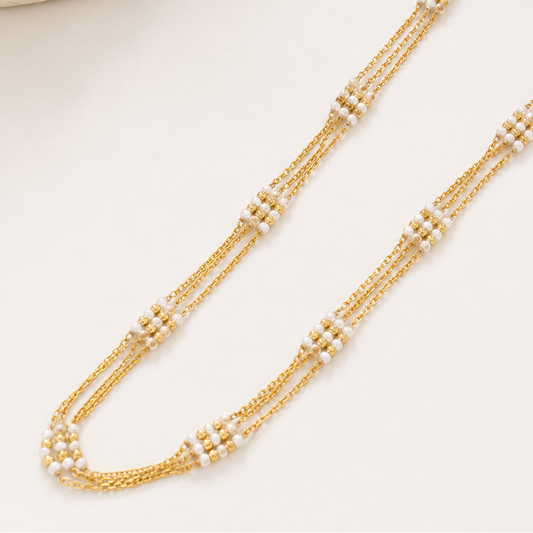 Cute gold plated pearl lined women chain