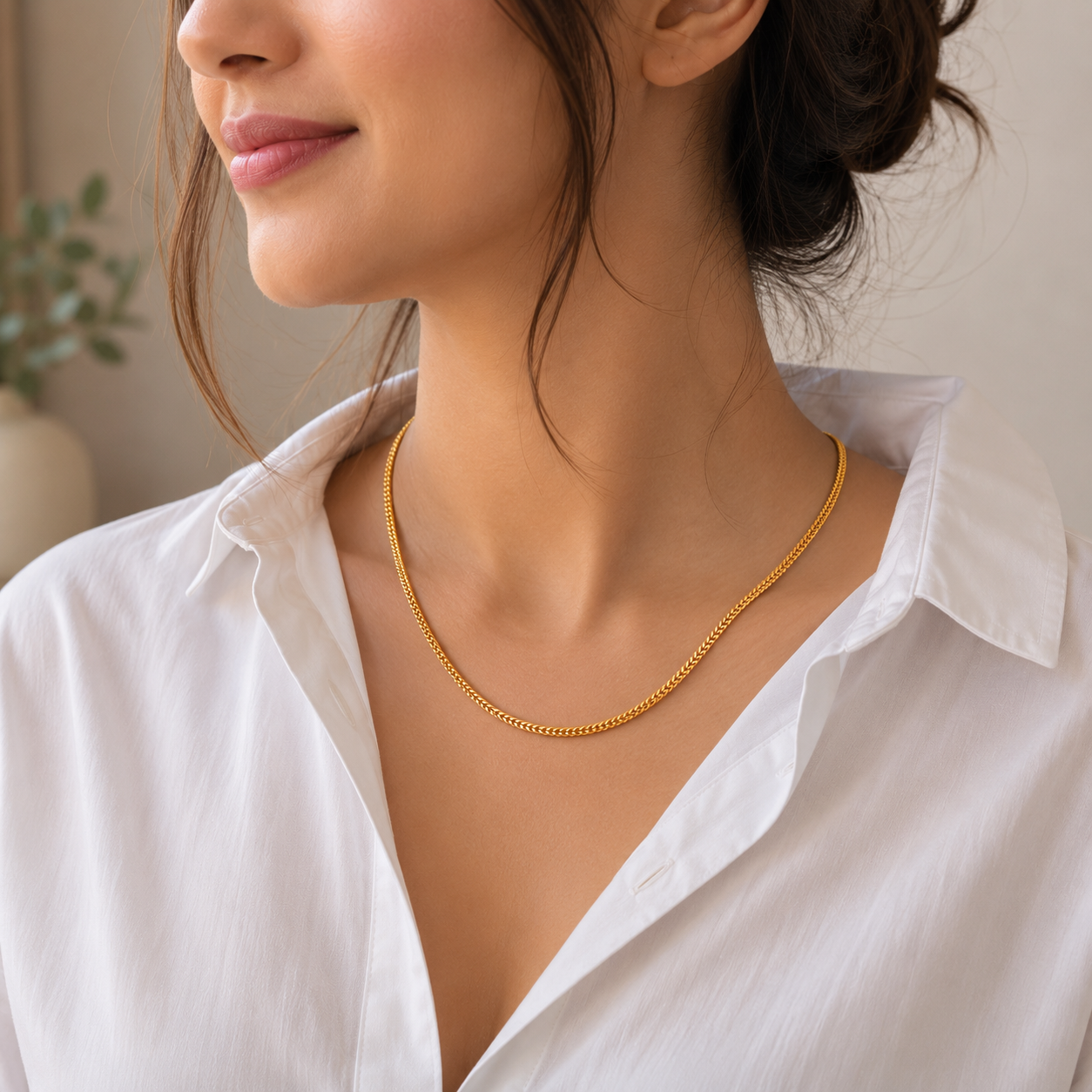 Plain gold plated solid chain