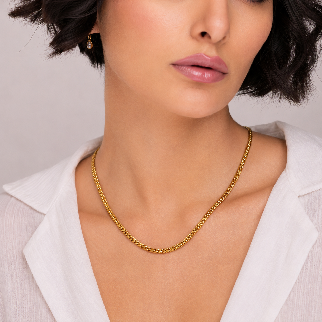 Spiral gold plated solid chain