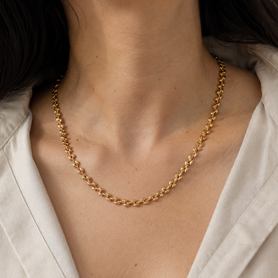 Sleek solid gold plated chain