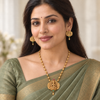 Beautiful maa lakshmi antique gold pendant set