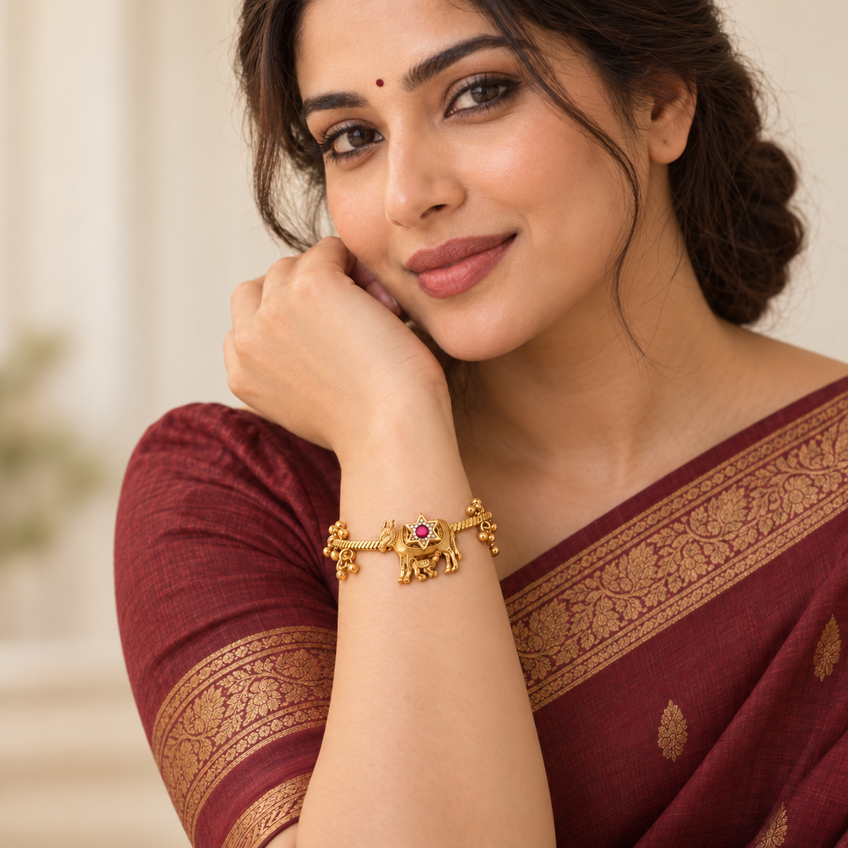 Stunning antique gold Kamdhenu Kripa Bracelet